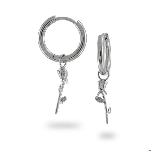 Huggies con dije de rosa colgante 29mm