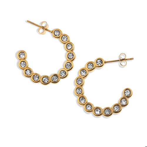 Media arracada de circulos cristales 25mm