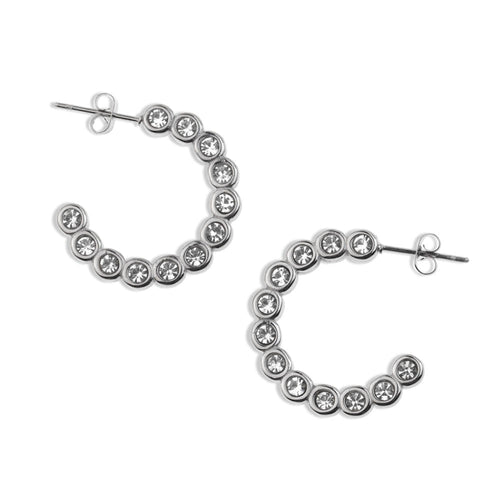 Media arracada de circulos cristales 25mm