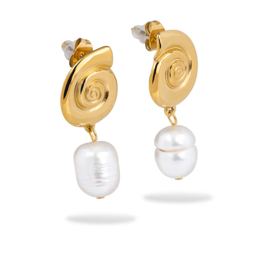 Arete de caracol perla 33mm