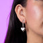 Arete largo eslabones colgante de corazon liso 37mm