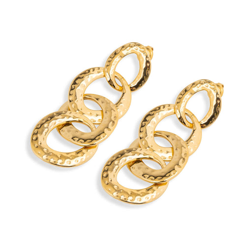 Arete largo de aros martillados 65mm