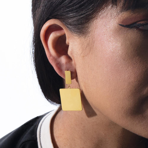 Arete largo liso con formas rectangulares 45mm