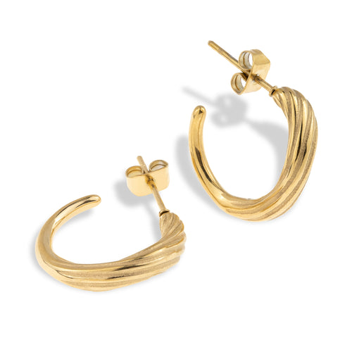 Arracada acanalada de forma irregular 18mm