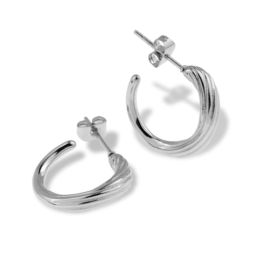 Arracada acanalada de forma irregular 18mm