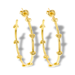 Media arracada tubular con corazones 44mm
