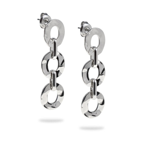 Arete largo aros entrelazados martillados 40mm