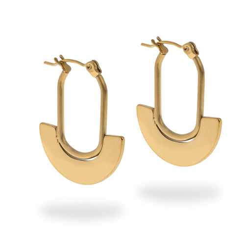 Arracada ovalada con diseño de abanico 27mm