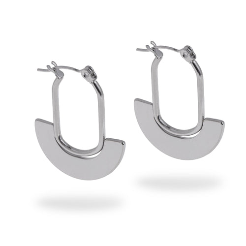 Arracada ovalada con diseño de abanico 27mm