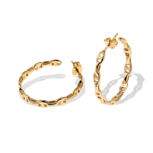 Arracada eslabon grano de cafe 28mm