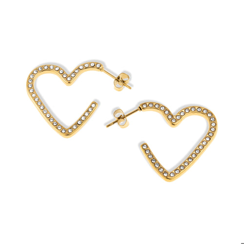 Media arracada de corazon con cristales 25mm