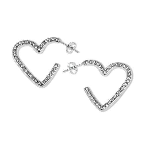 Media arracada de corazon con cristales 25mm