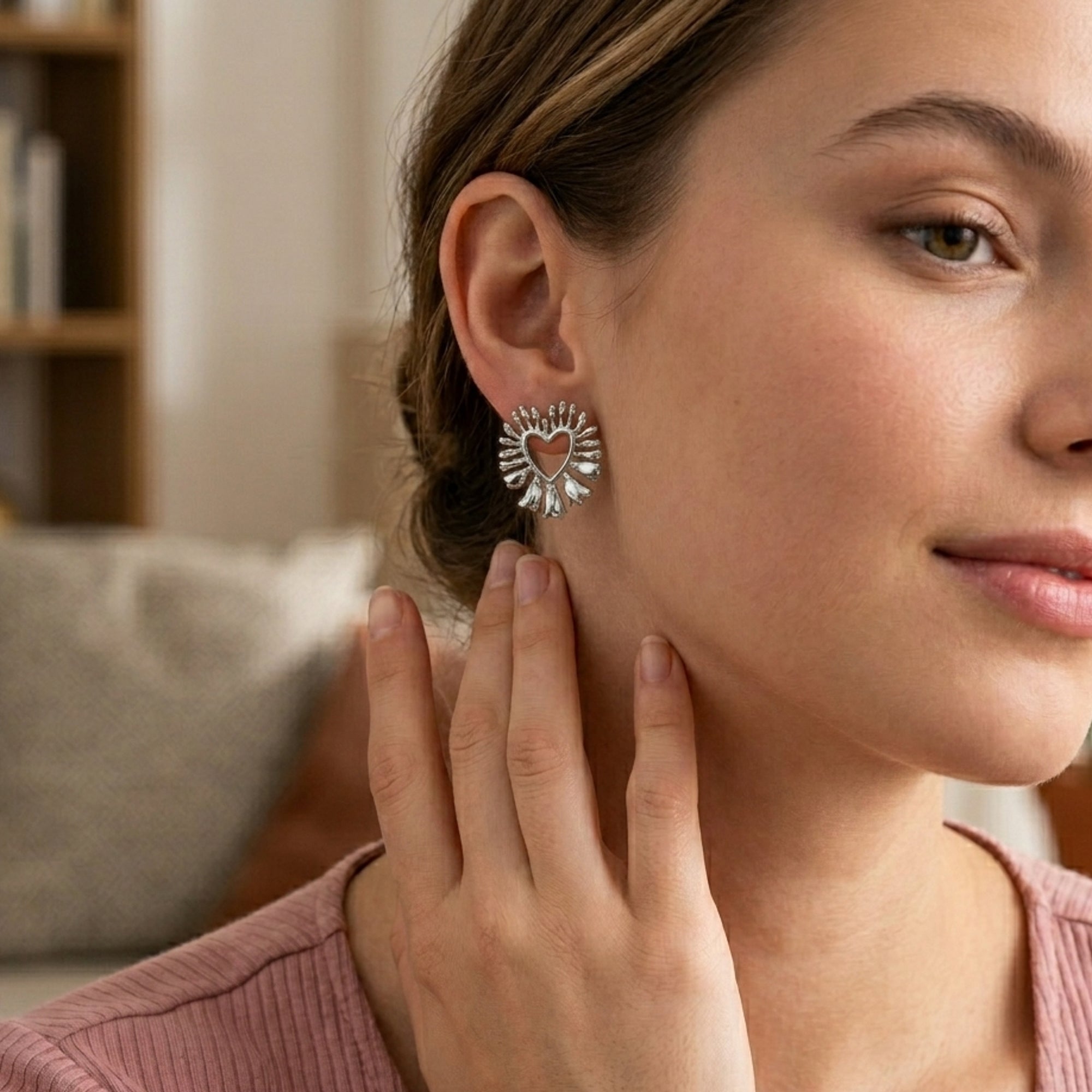 Arete de corazon con rosas 25mm