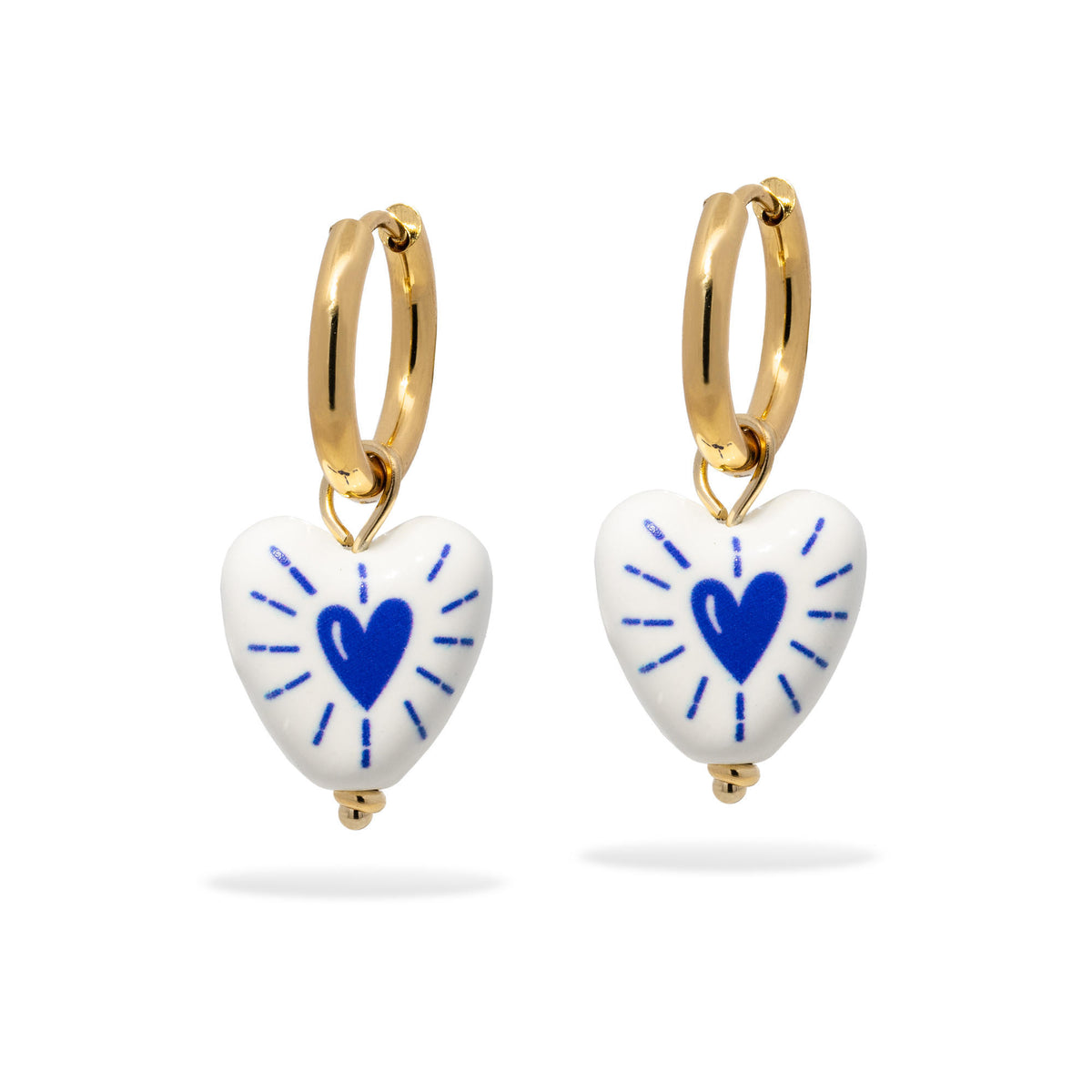 Huggies con piedra colgante murano de corazon 40mm