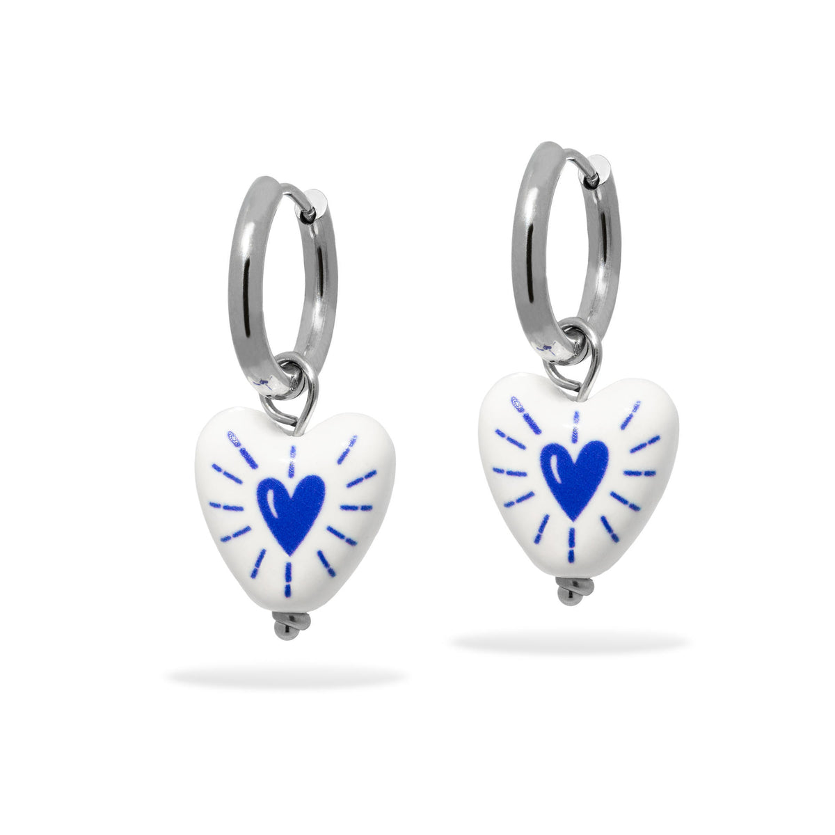 Huggies con piedra colgante murano de corazon 40mm