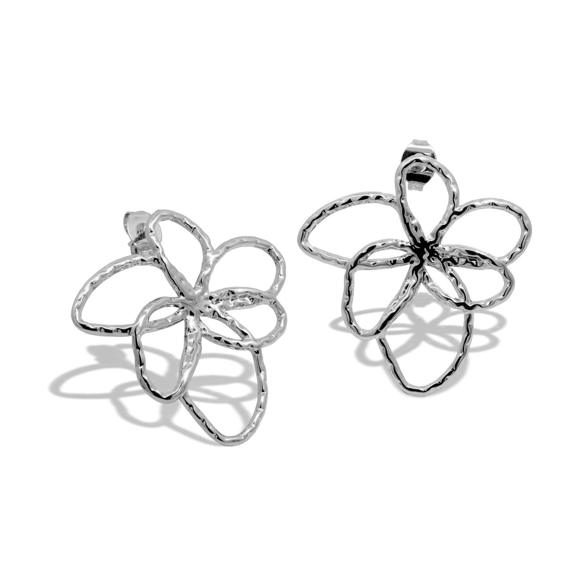 Arete silueta de flor diamantada 30mm