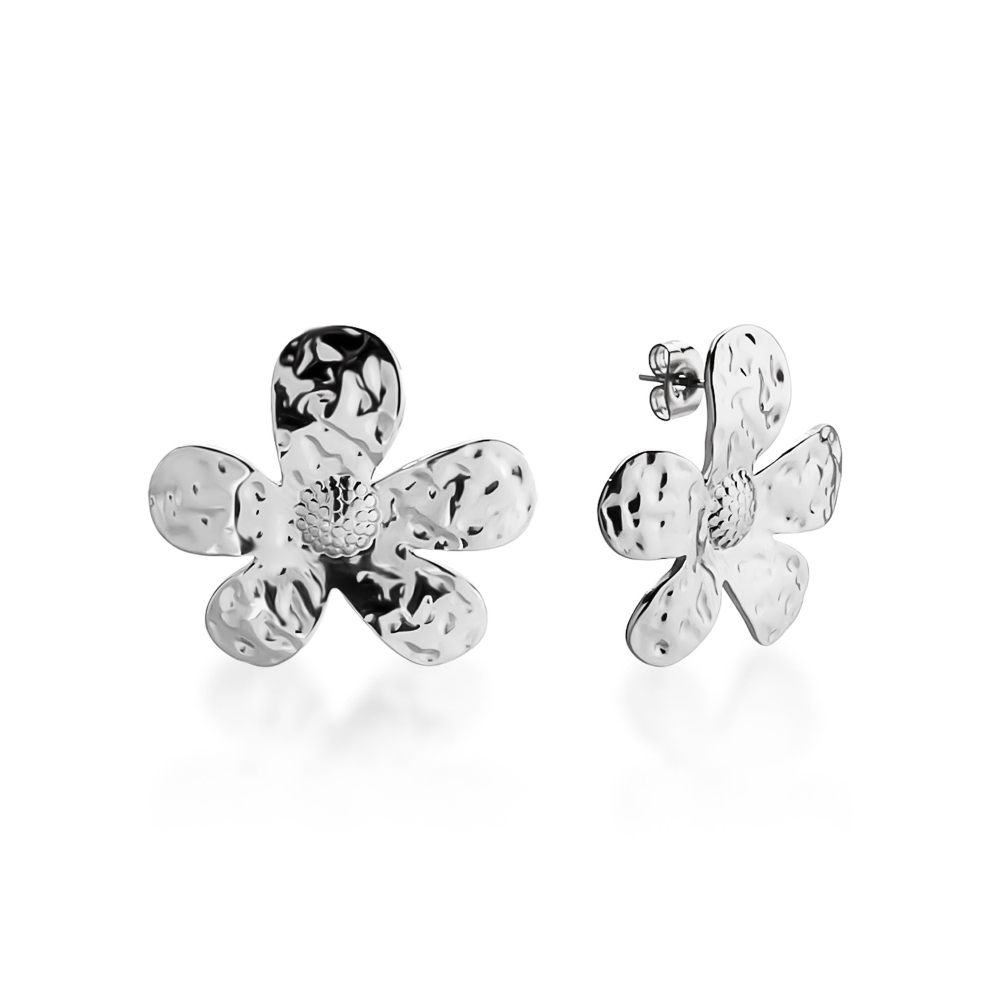 Arete flor martillada 30mm