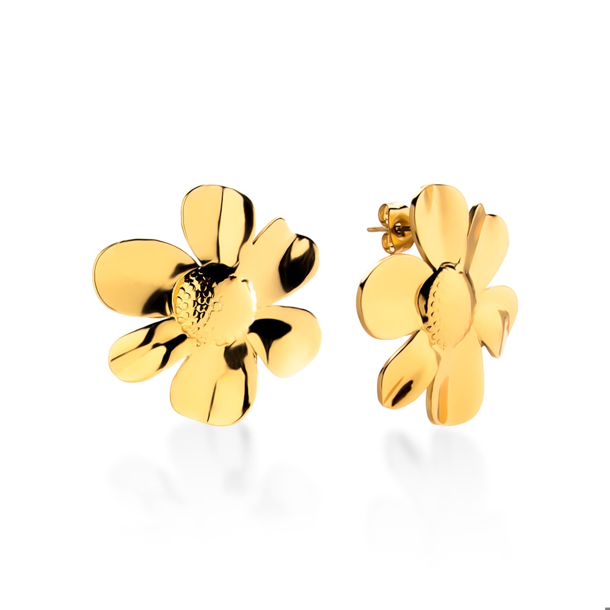Arete flor 6 petalos liso 32mm