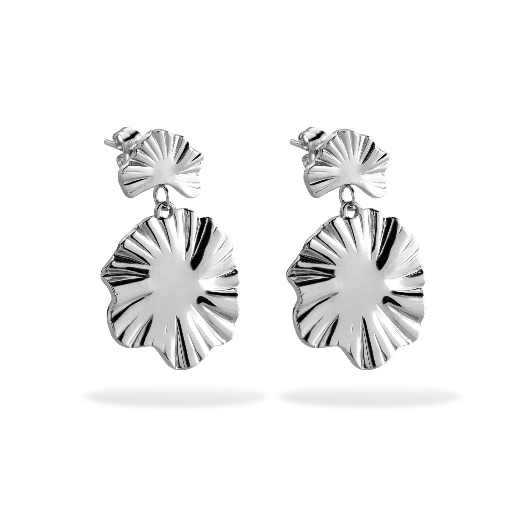 Arete flor colgante plisado 30mm