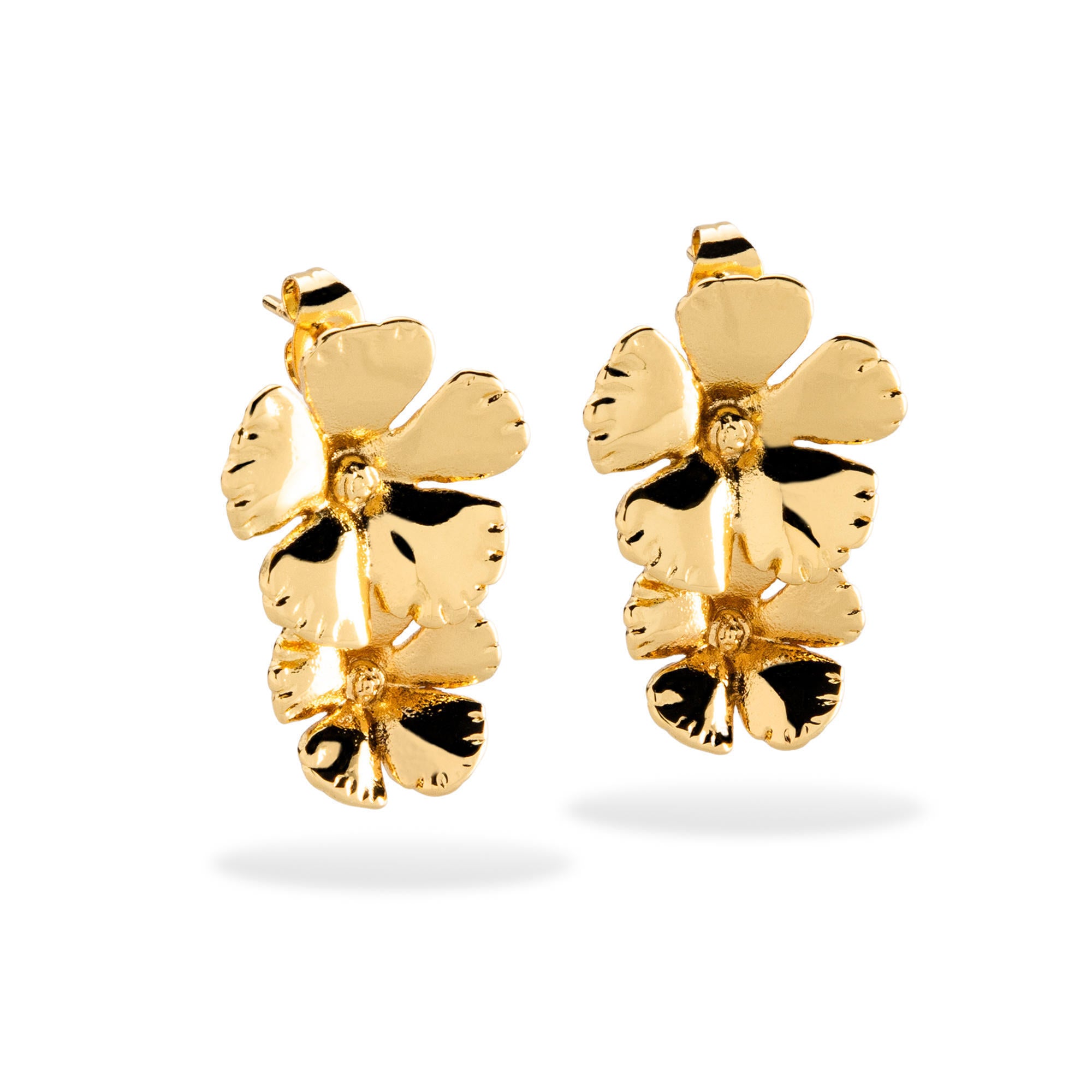 Arete flor colgante de 5 petalos lisa 25mm