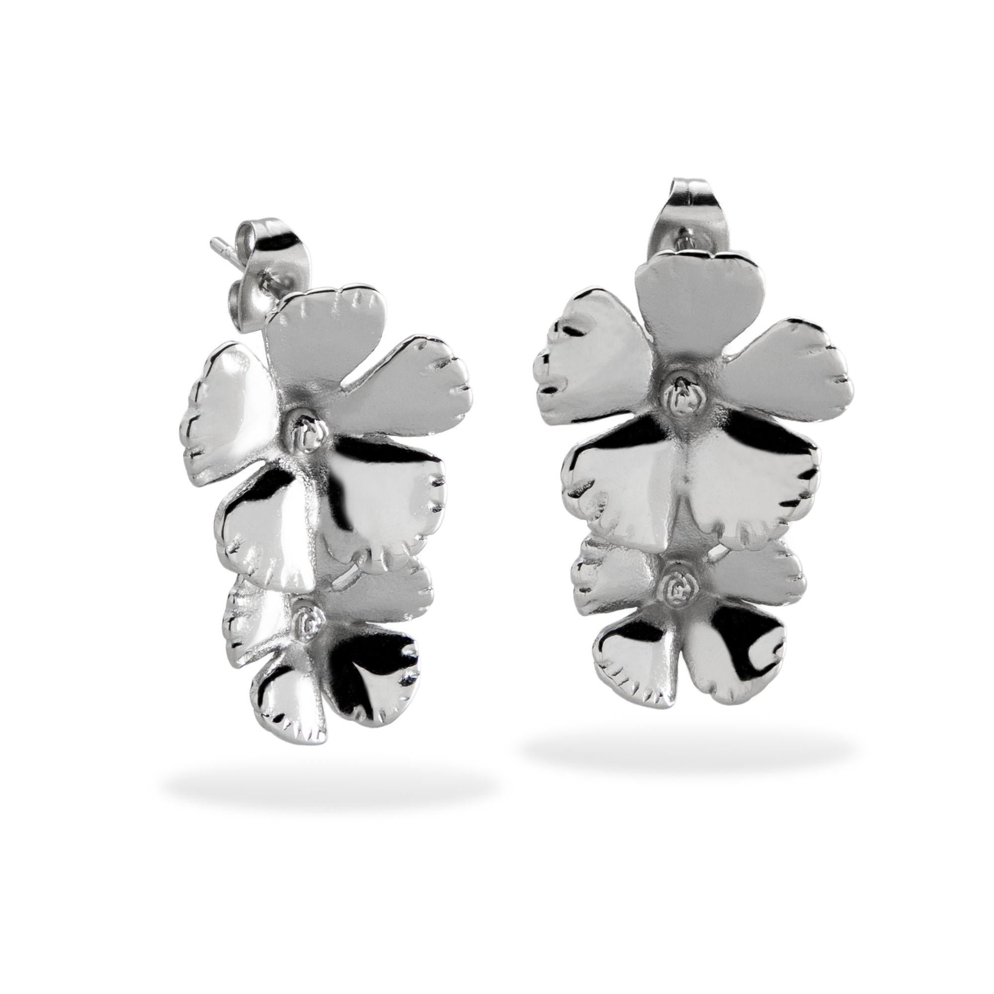 Arete flor colgante de 5 petalos lisa 25mm
