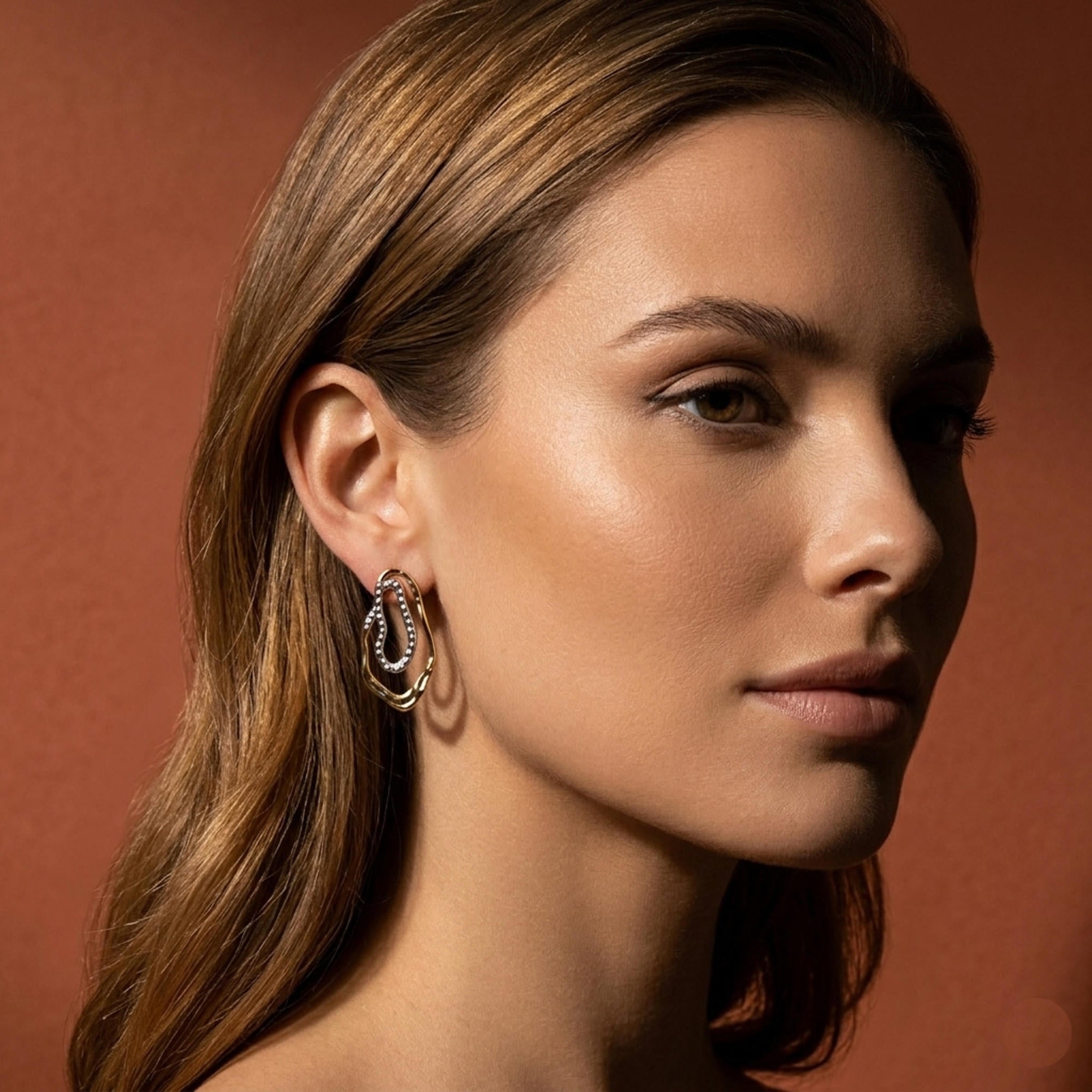 Aretes ovalados asimetricos 30mm