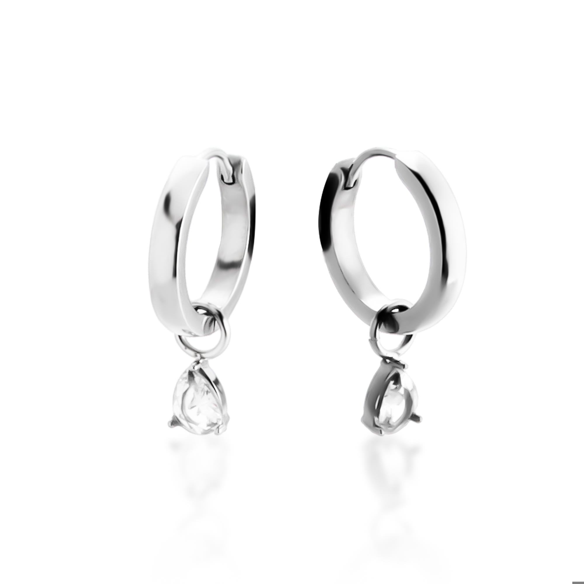 Arete con circonia colgante de gota 28mm