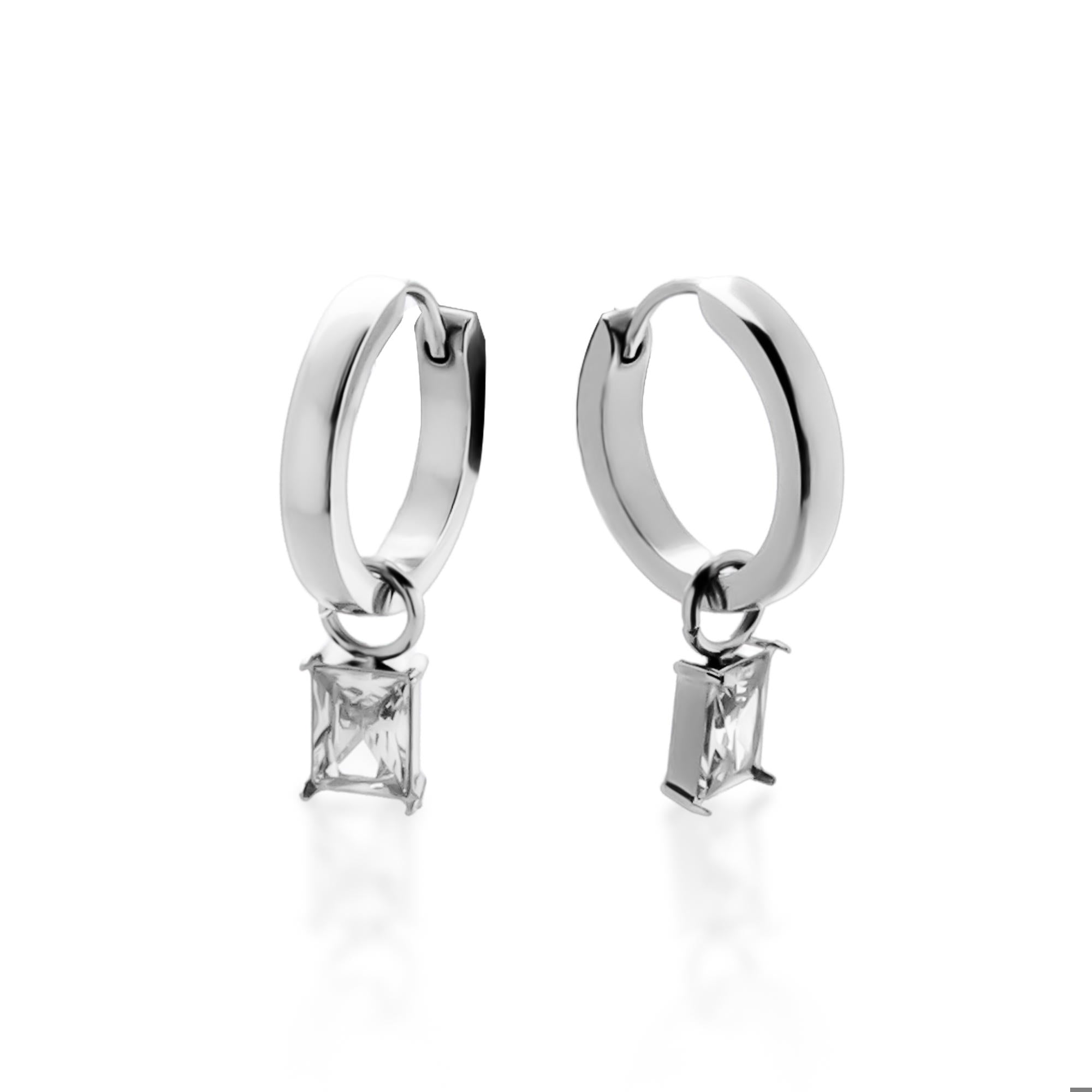Arete con circonia colgante rectangular 28mm
