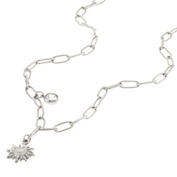 Collar eslabon largo sol y cristal 45cm