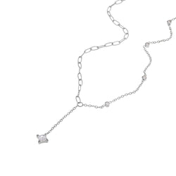 Collar eslabon mixto con rombo de cristal 49cm