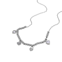 Collar balines y corazones con cristal 43cm