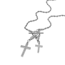 Collar con Cruces y cristal de broche T 48cm