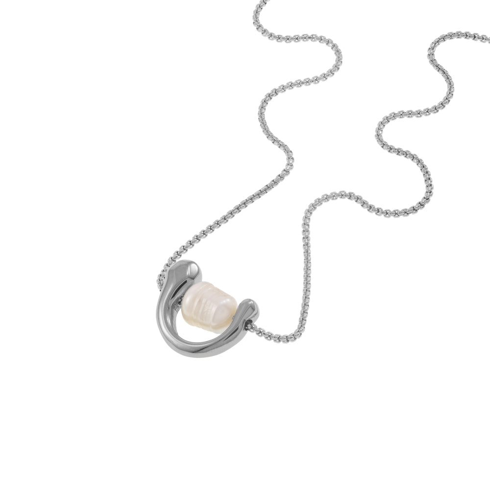 Collar cadena de caja con dije Irregular con perla 44cm – Colore