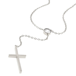 Collar con cruz lisa y cristal 45cm