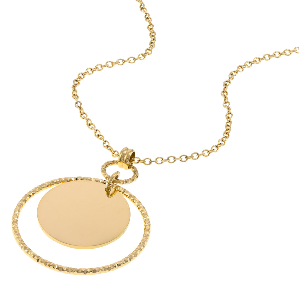 Collar doble circulo liso y diamantado 45cm
