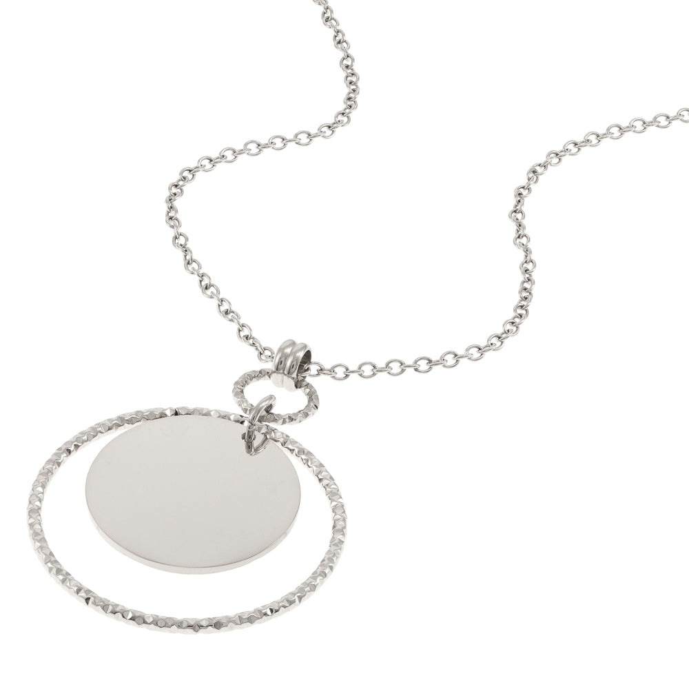 Collar doble circulo liso y diamantado 45cm