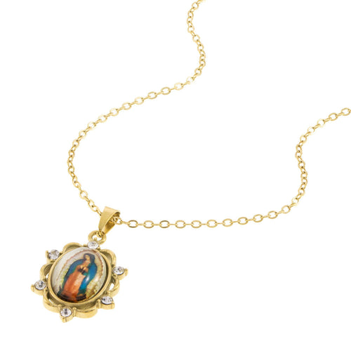 Collar virgen de guadalupe resina circonias 45cm