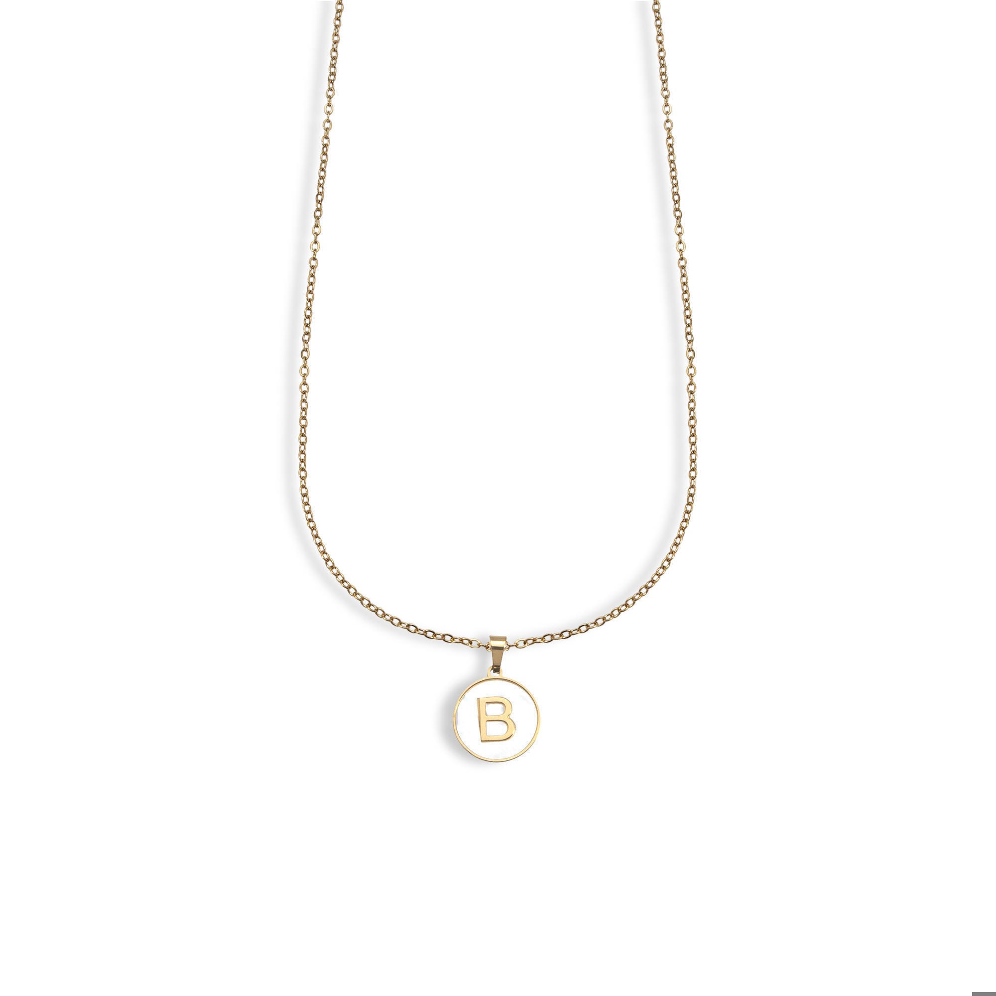 Collar madre perla con letra 45-50cm