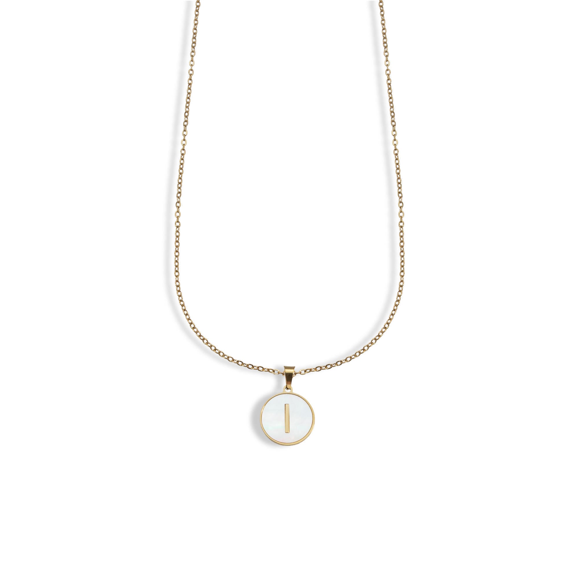 Collar madre perla con letra 45-50cm