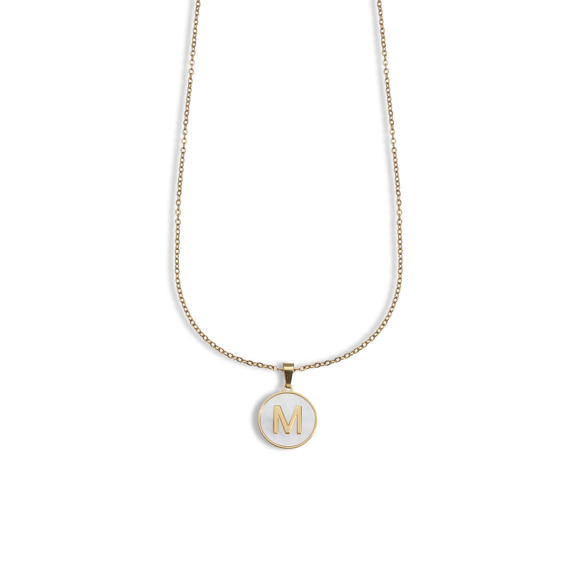 Collar madre perla con letra 45-50cm