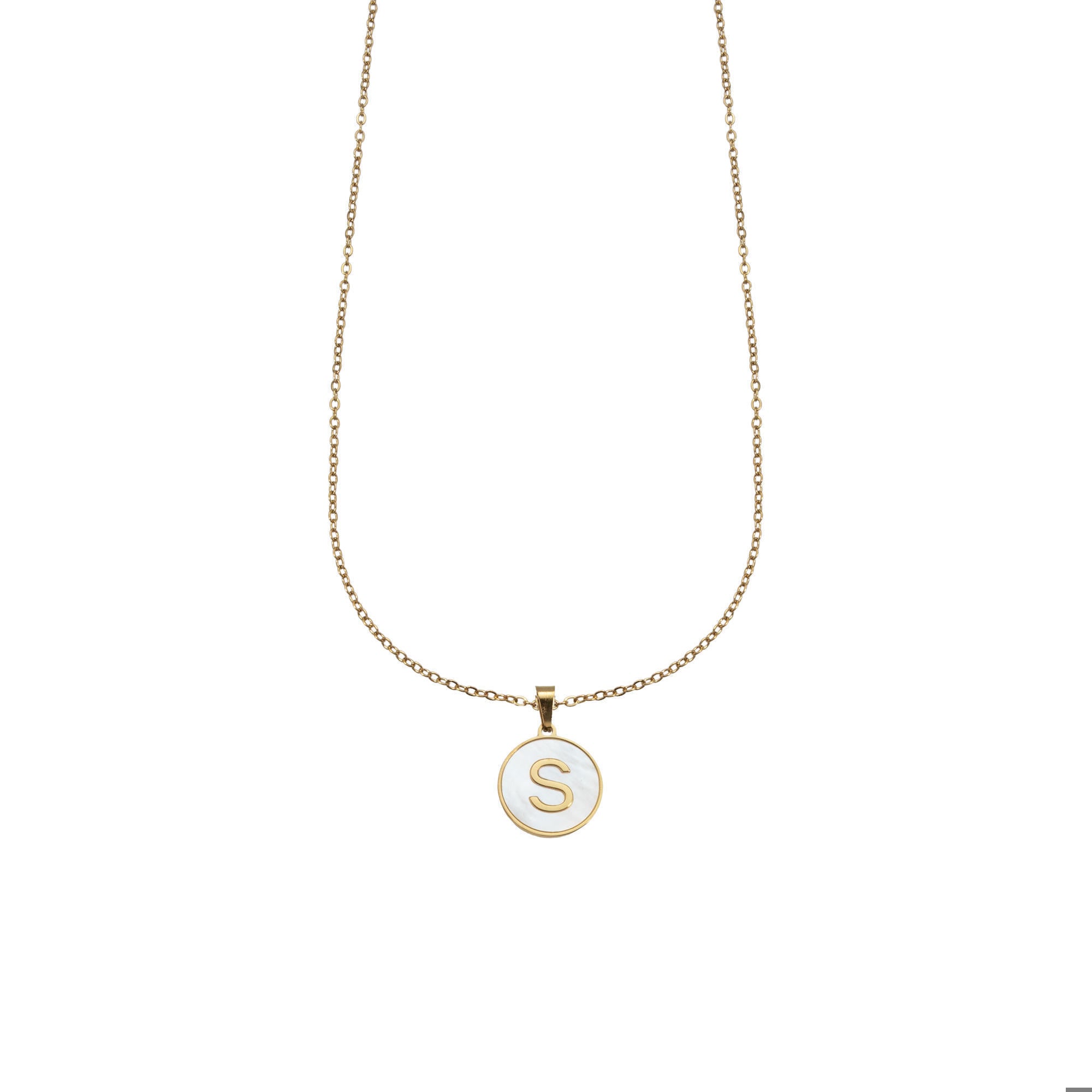 Collar madre perla con letra 45-50cm