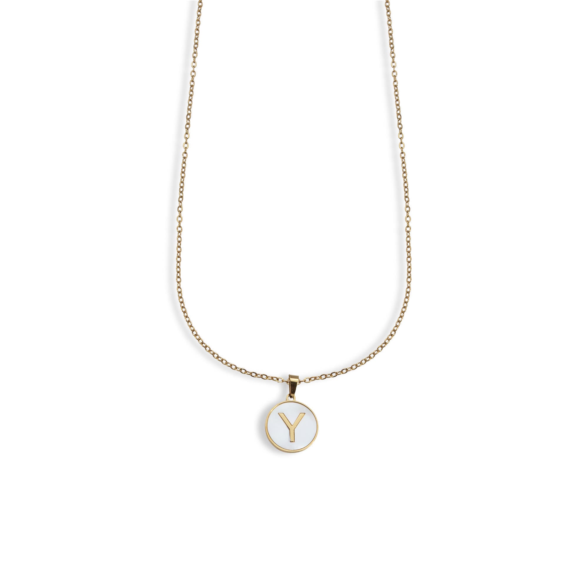 Collar madre perla con letra 45-50cm