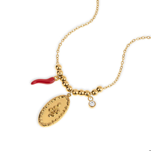 Collar serpiente cuerno rojo de la suerte 45-50cm