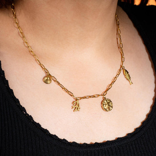 Collar pez coral concha y estrella de mar 50-55cm