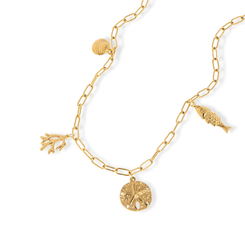 Collar pez coral concha y estrella de mar 50-55cm