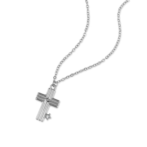 Collar de cruz lineas y cristal 45-50cm