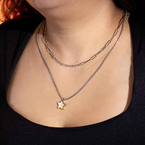 Collar doble eslabon cola de rata estrella 55-60cm