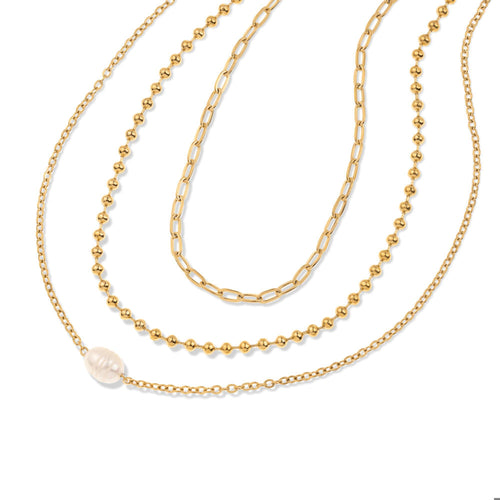 Collar triple dije de perla 60-65cm