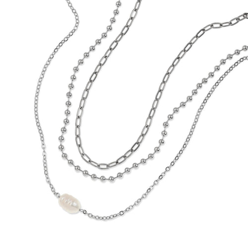 Collar triple dije de perla 60-65cm