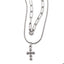 Collar de doble cadena con cruz de flores y cristal 50-55cm